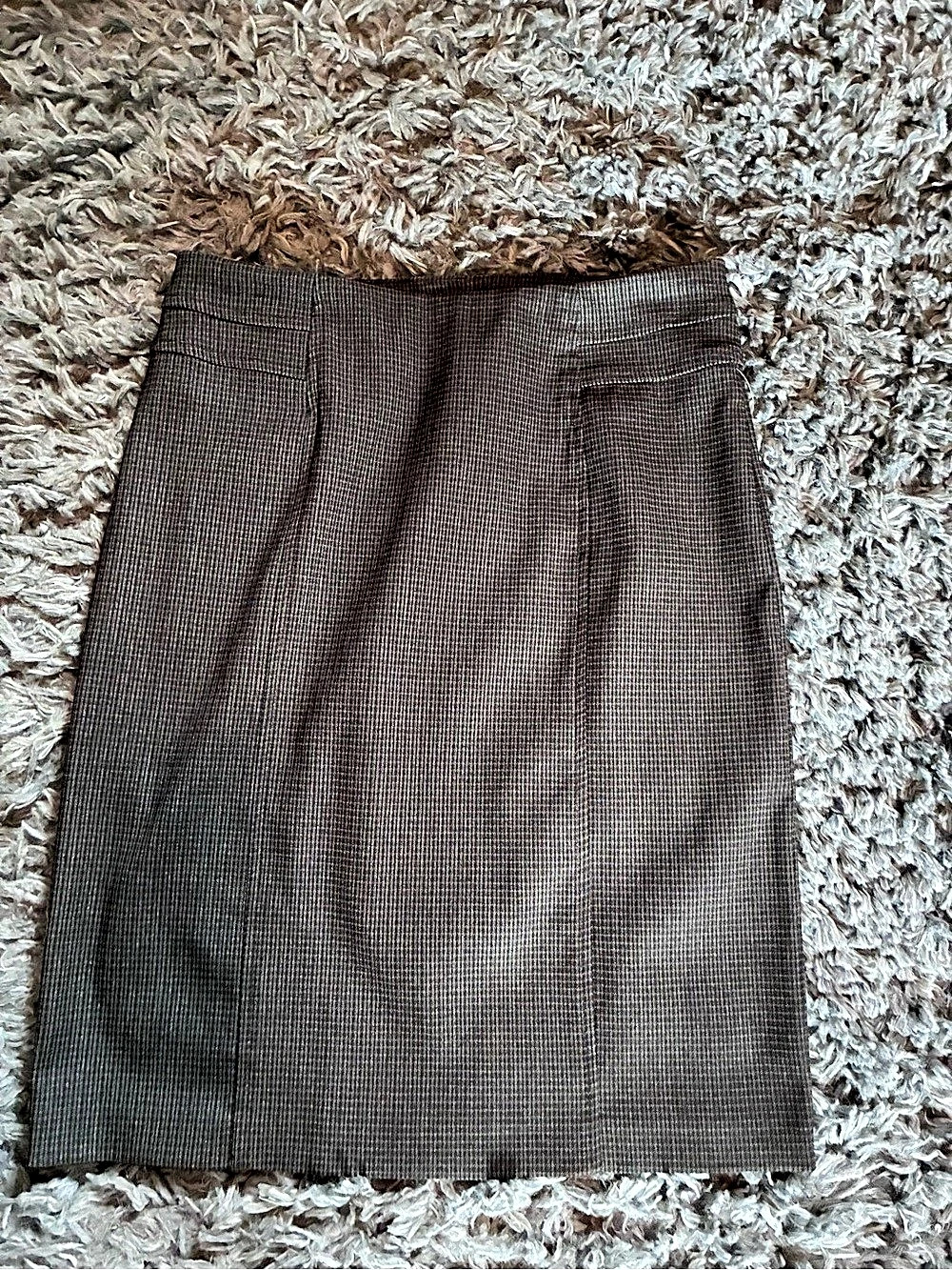 Tribal Pencil Skirt Checkered Brown & Black Size 2 NWT